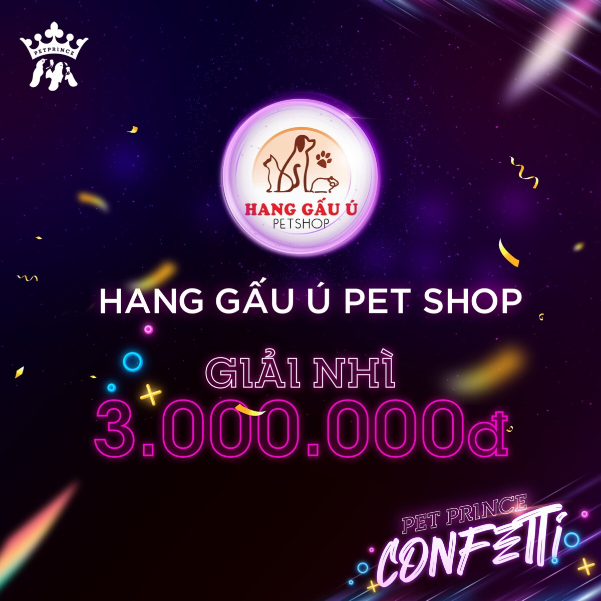 Giải nhì Voucher trị giá 3 triệu đồng: HANG GẤU Ú PET SHOP