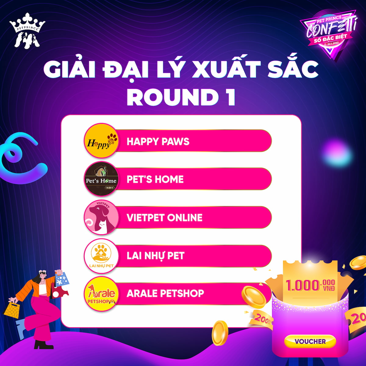 Công bố kết quả Pet Prince Confetti 10