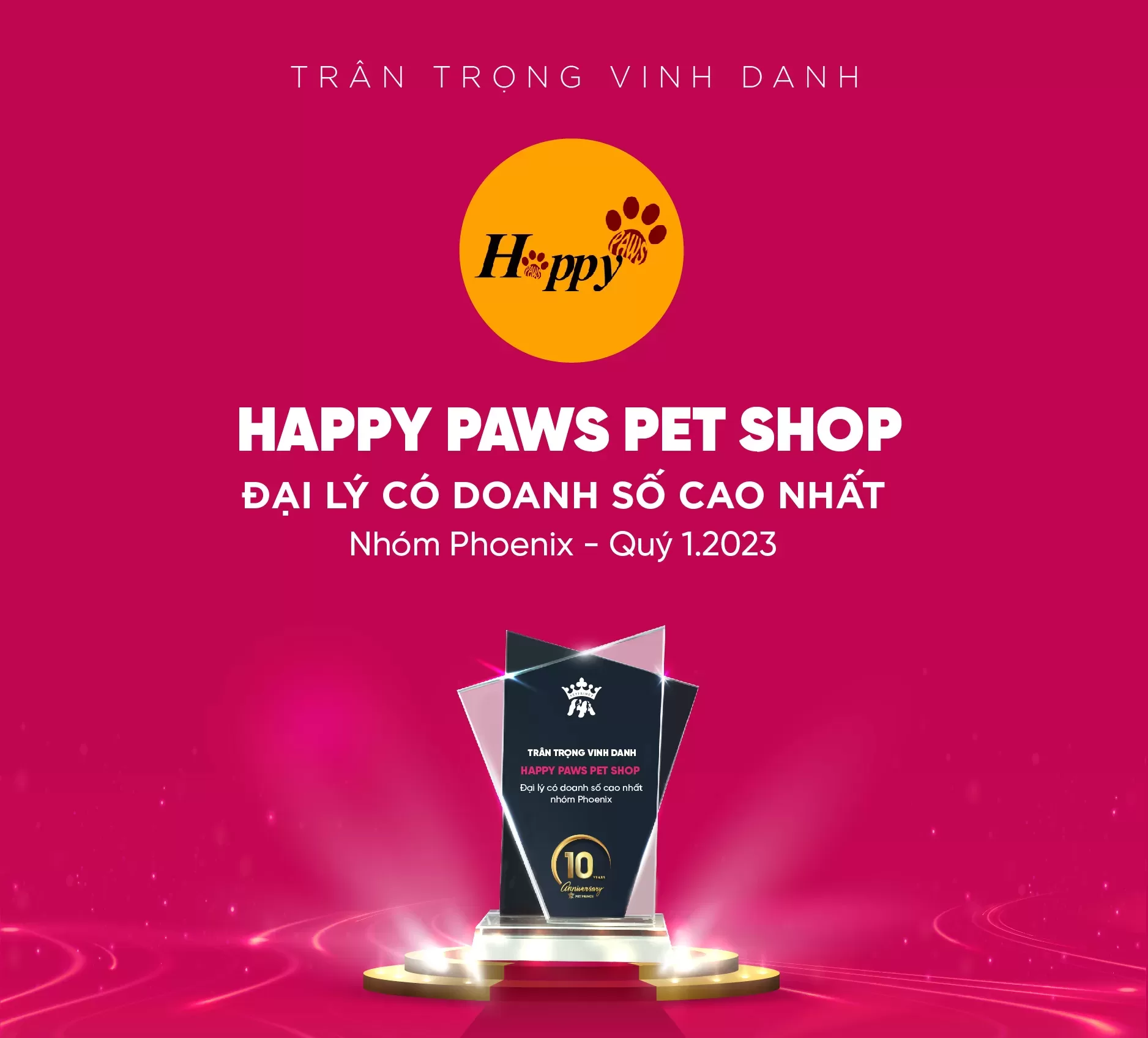 Vinh danh đại lý happy paws petshop quý 1