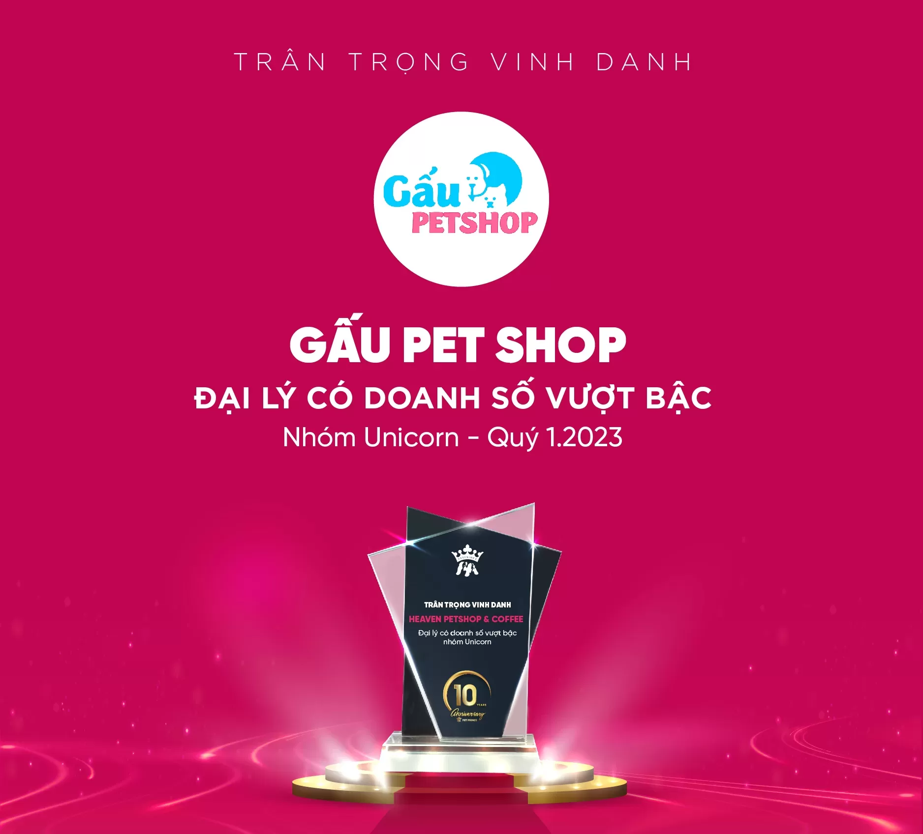 vinh danh đại lý gấu pet shop quý 1