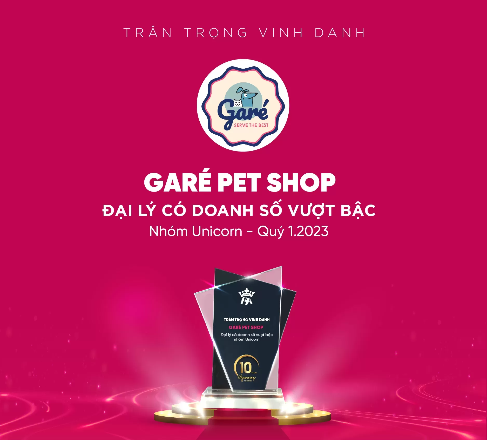 vinh danh đại lý Gare pet shop quý 1