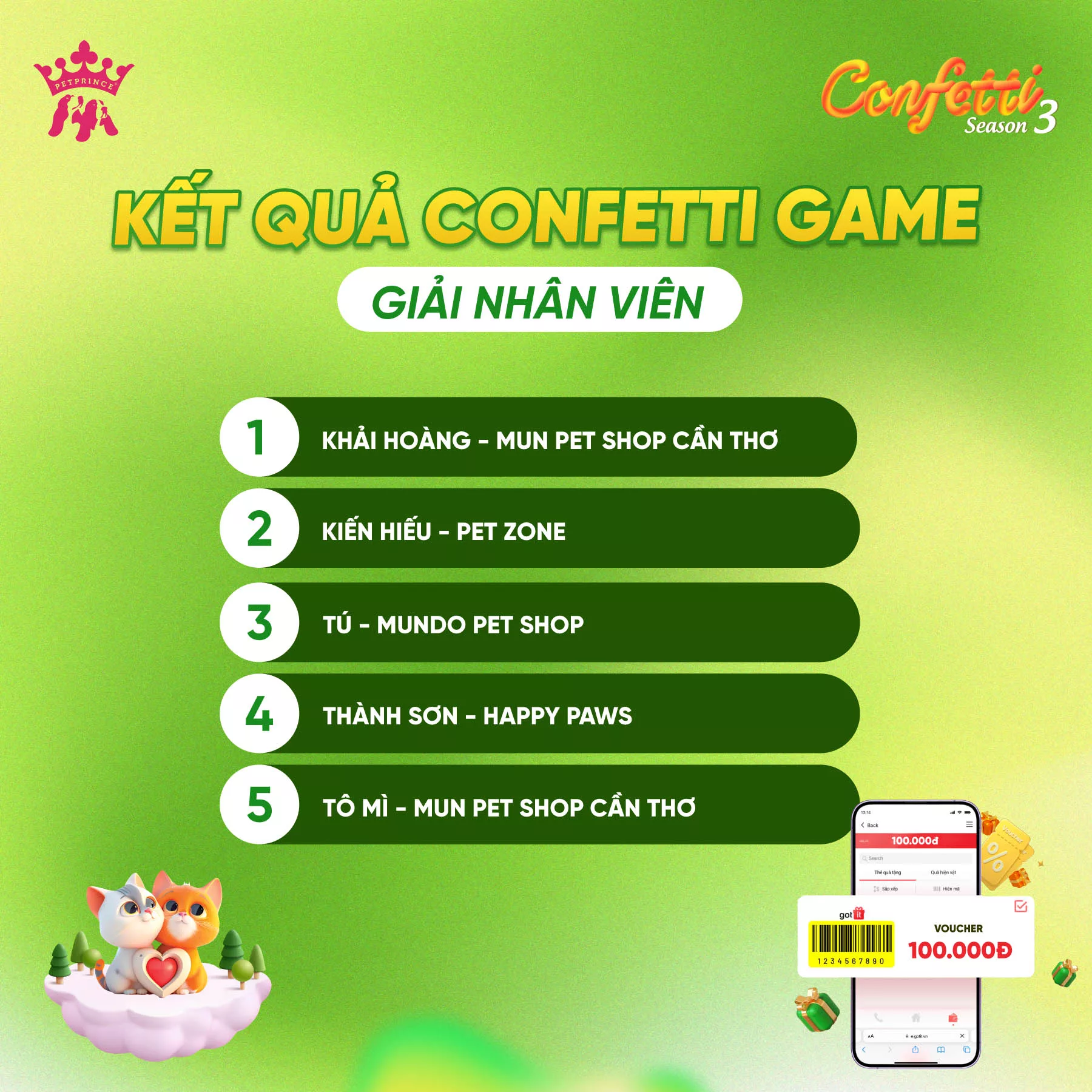 GIẢI THƯỞNG PET PRINCE CONFETTI SEASON 3 – TẬP 2